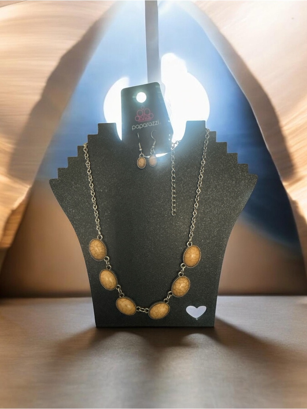 paparazzi Gold-Tone Necklace with Taupe Oval Stones